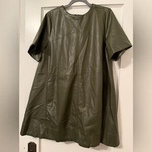 NWT Maeve Olive Green Leather Dress